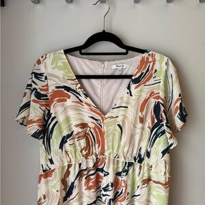 Abstract Print V-Neck Dress